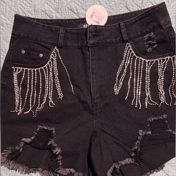 Rhinestone High Waisted Shorts - Picture 2 of 4